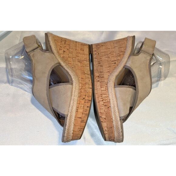 Franco Sarto L-Taylor Womens Tan Slip On Open Toe Cork Wedge Sandals Size 10M - Picture 7 of 9